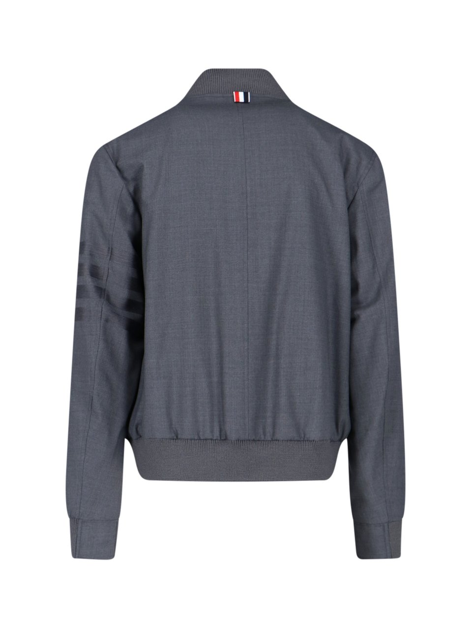 Thom Browne Wool Bomber Jacket With Iconic Stripe Details Grijs