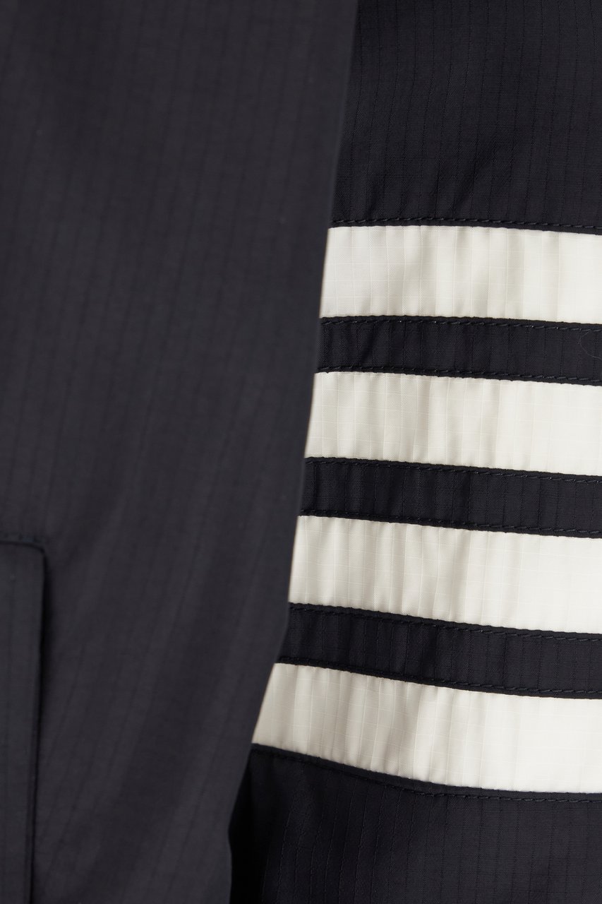 Thom Browne Navy blue nylon blend jacket Blauw