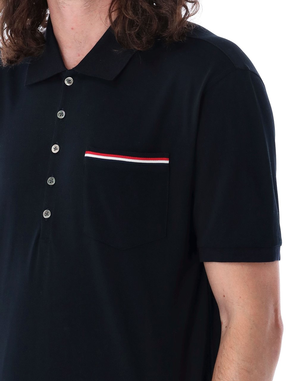 Thom Browne Ss Pocket Polo In Fine Mercerized Pique Blu Blauw