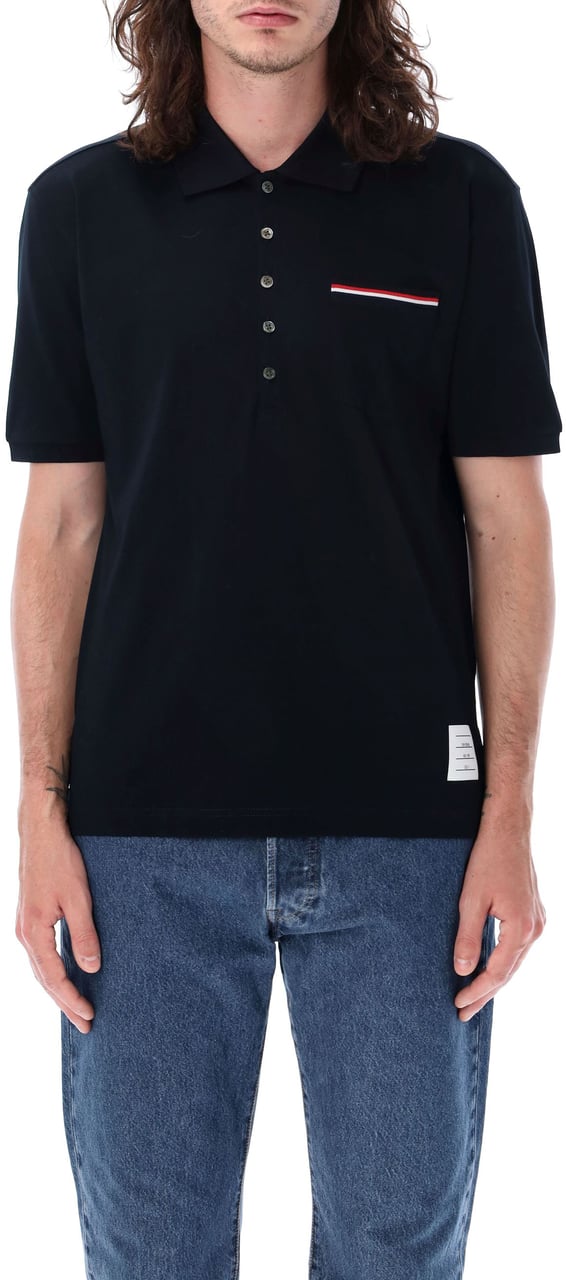Thom Browne Pocket polo in fine mercerized pique Blauw
