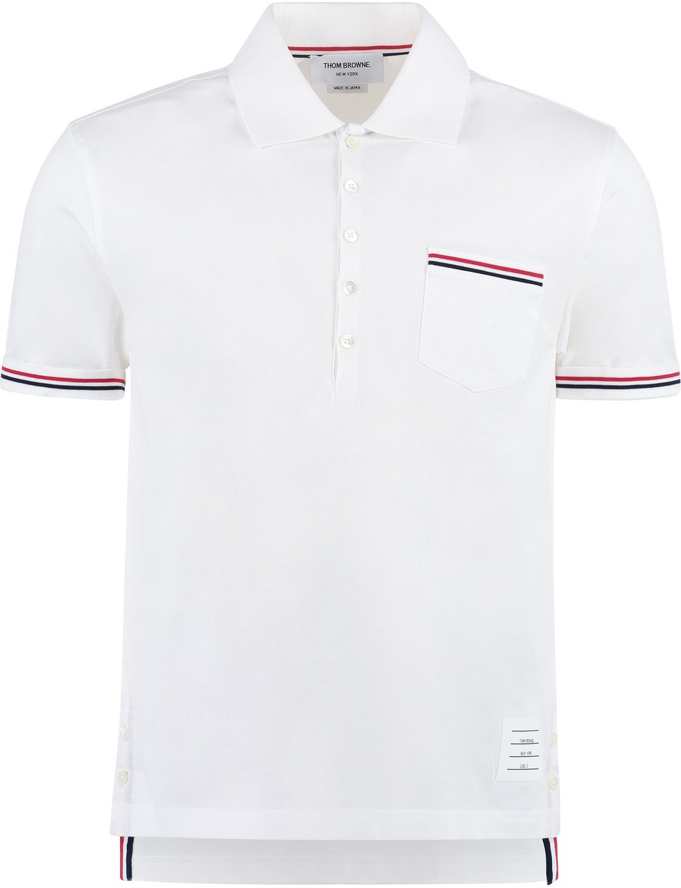 Thom Browne Short sleeve cotton polo shirt Wit