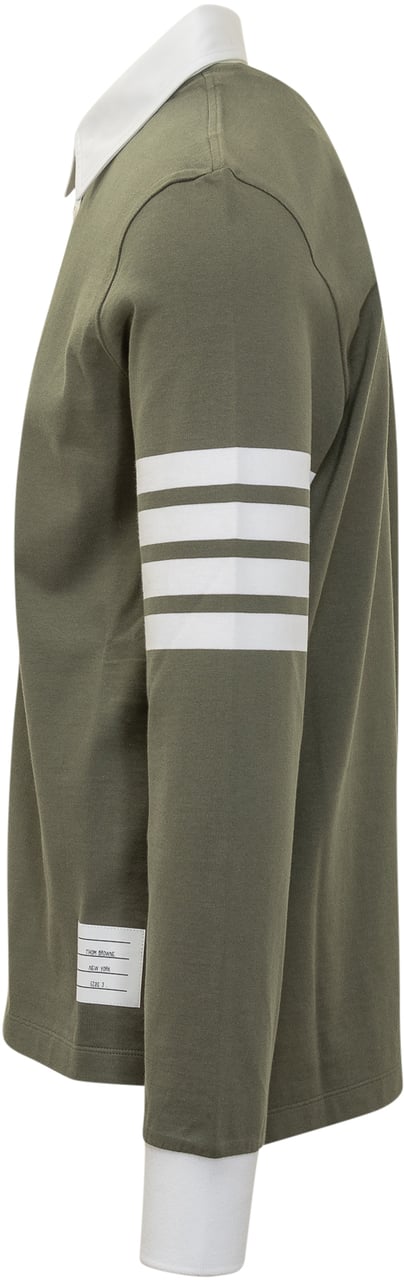 Thom Browne Thom Browne Polo a Maniche Lunghe con Colletto a Contrasto Groen