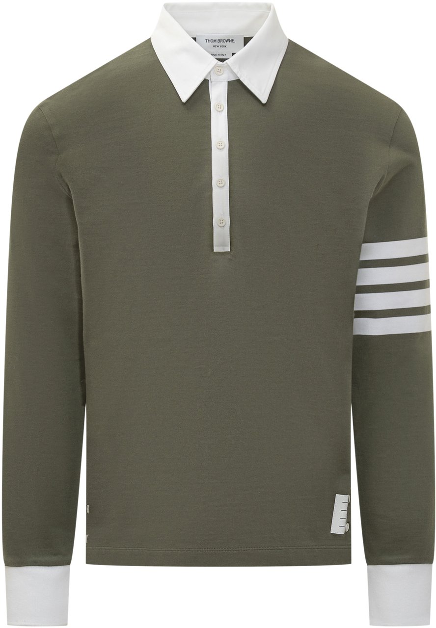 Thom Browne Thom Browne Polo a Maniche Lunghe con Colletto a Contrasto Groen