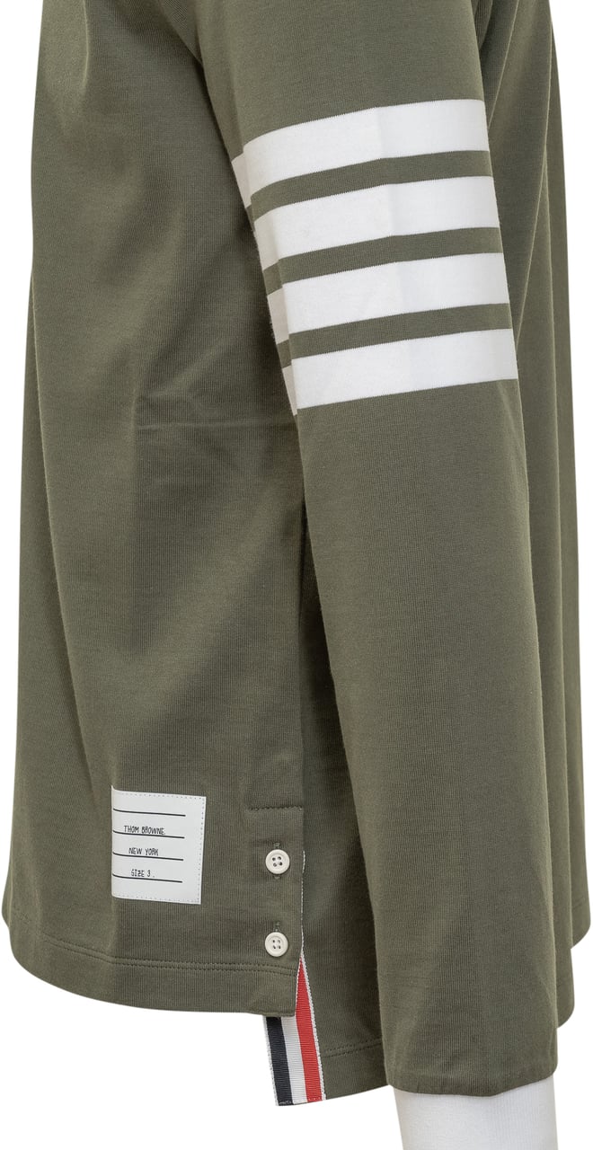 Thom Browne Thom Browne Polo a Maniche Lunghe con Colletto a Contrasto Groen