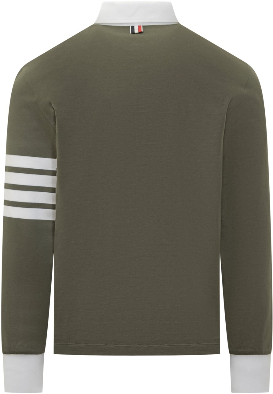 Thom Browne Thom Browne Polo a Maniche Lunghe con Colletto a Contrasto Groen
