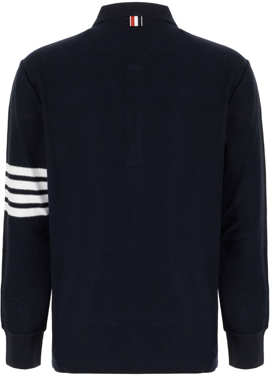 Thom Browne Thom Browne Navy blue cotton polo shirt Blauw