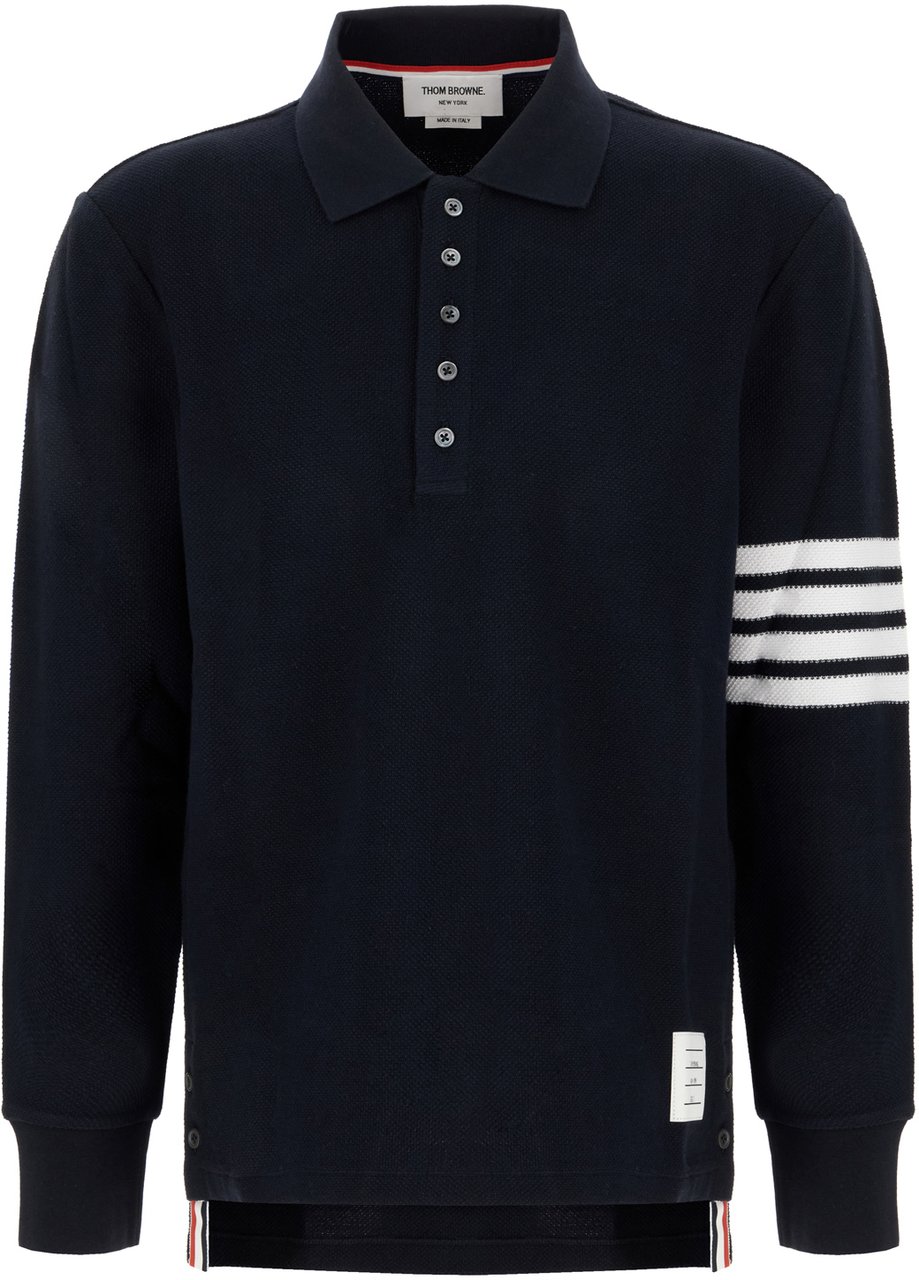 Thom Browne Thom Browne Navy blue cotton polo shirt Blauw