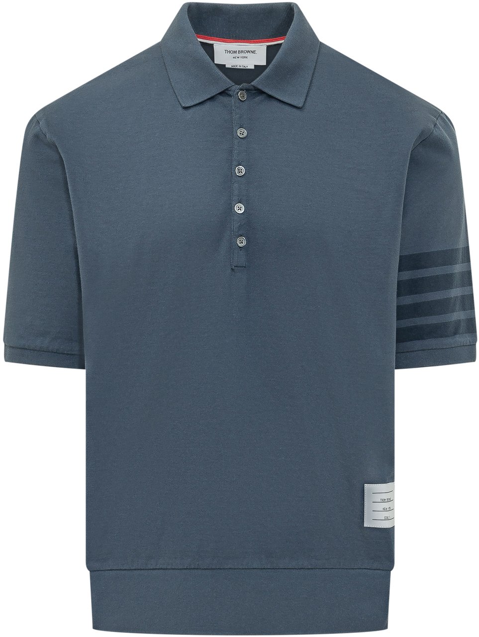 Thom Browne Polo Garment Dyed Maniche Corte Navy