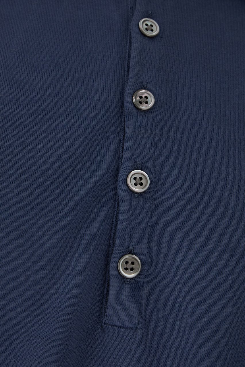 Thom Browne Thom Browne Navy blue cotton polo shirt Blauw