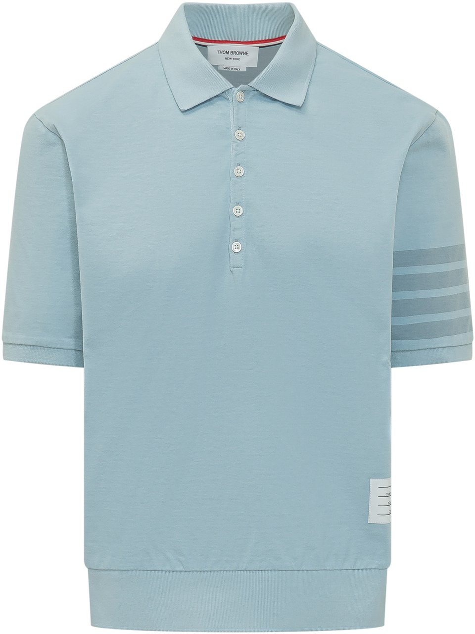 Thom Browne Polo Garment Dyed Maniche Corte Lichtblauw