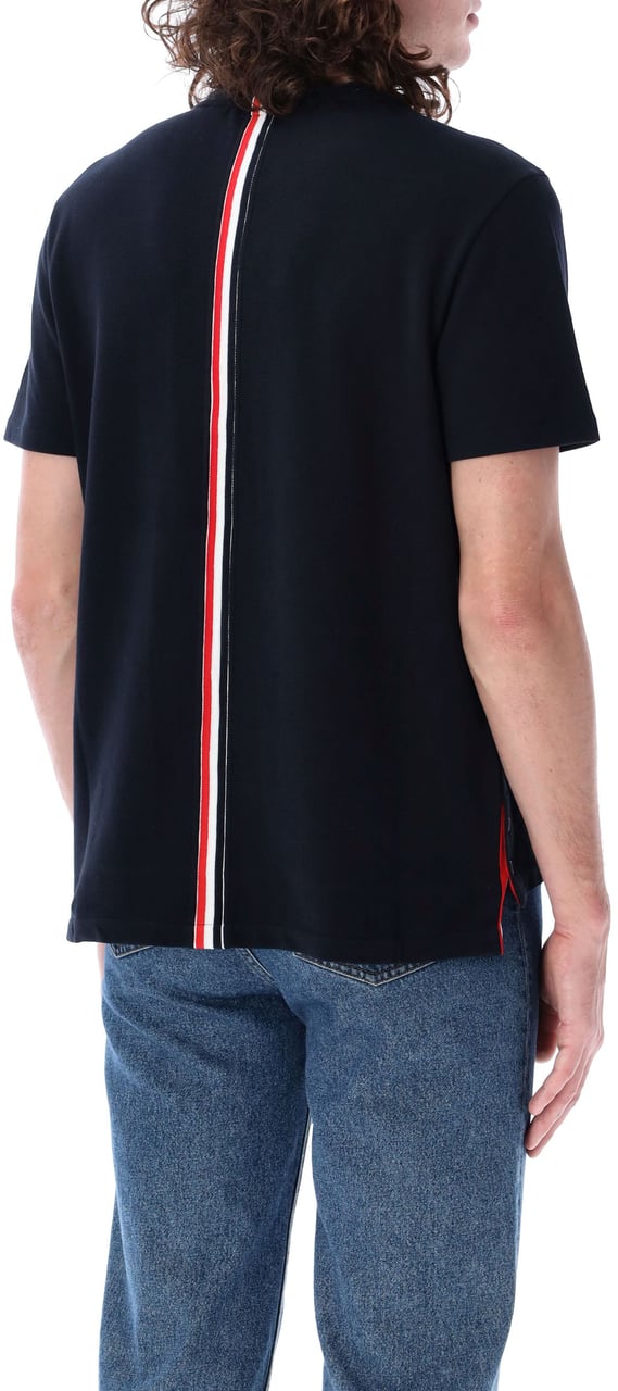 Thom Browne Relaxed Fit Ss Tee W/ Center-Back Rwb St Blu Navy