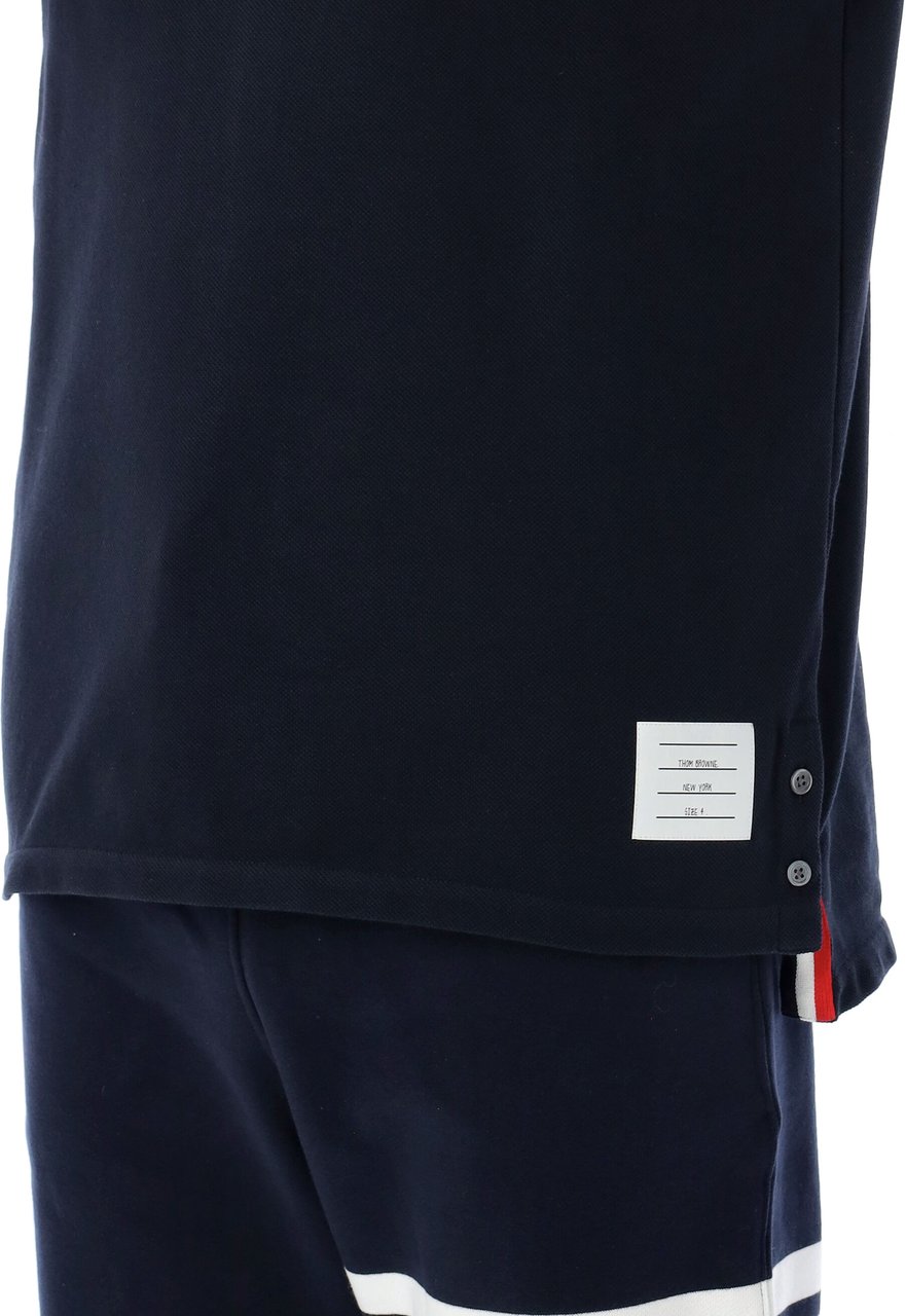 Thom Browne Relaxed Fit Ss Tee W/ Center-Back Rwb St Blu Navy