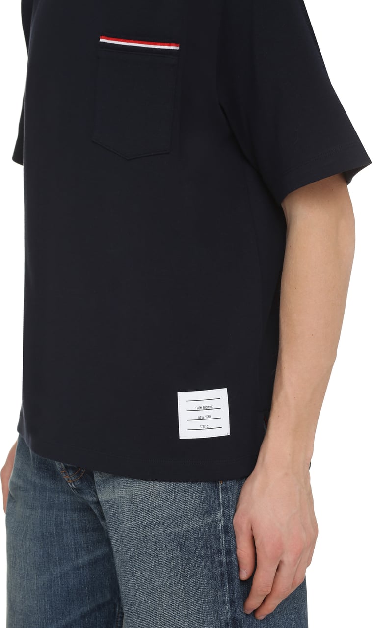 Thom Browne Cotton crew-neck T-shirt Blauw