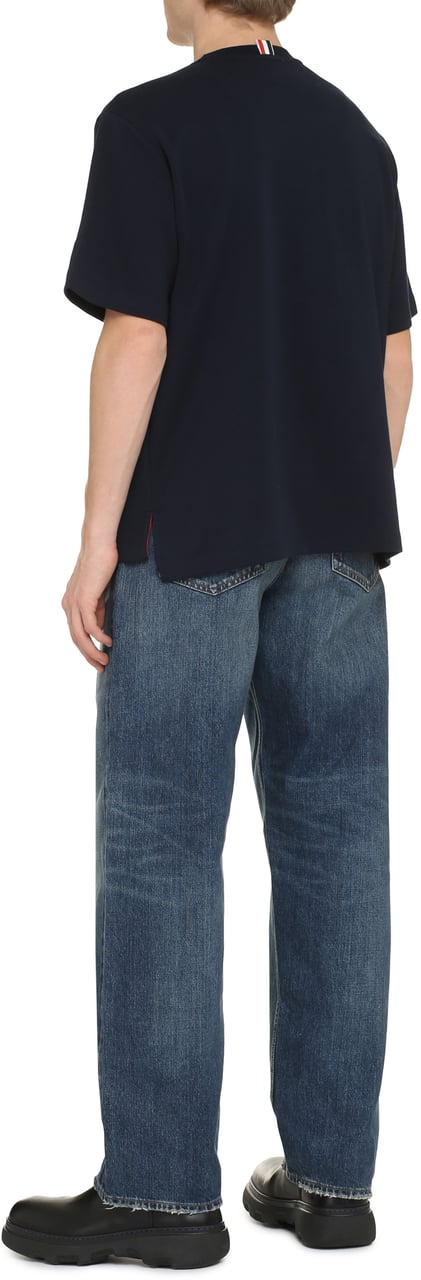 Thom Browne Cotton crew-neck T-shirt Blauw