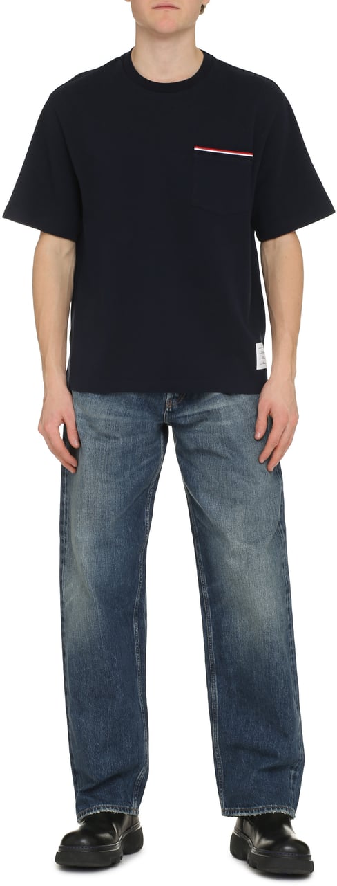Thom Browne Cotton crew-neck T-shirt Blauw