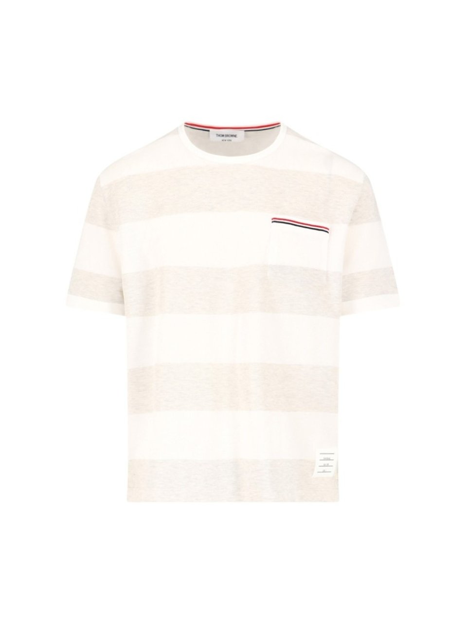 Thom Browne "Rugby Stripe" T-Shirt – Off-White Neutraal