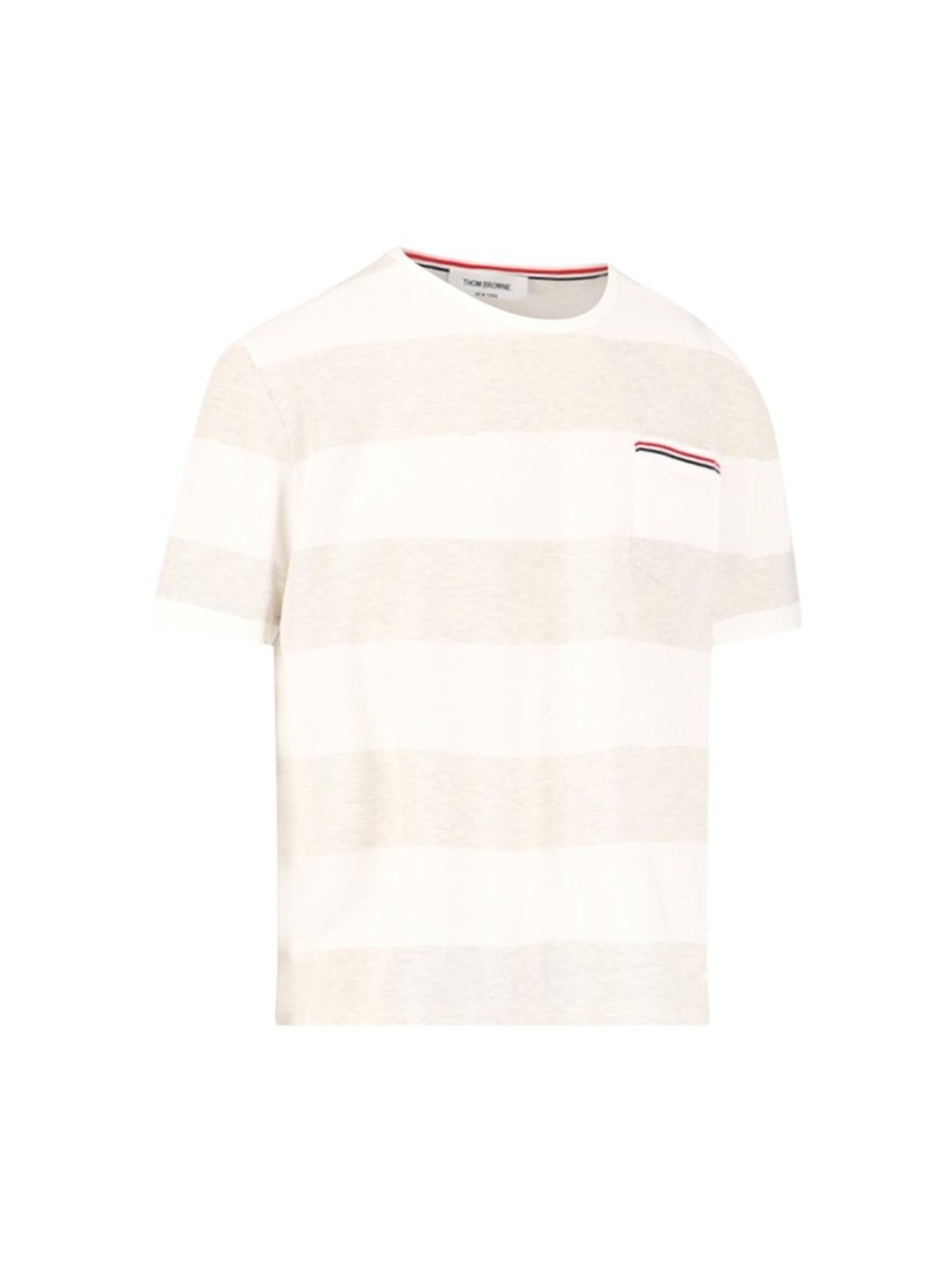 Thom Browne "Rugby Stripe" T-Shirt – Off-White Neutraal