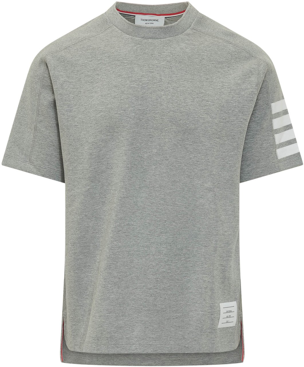 Thom Browne SS Tee W/4 Stripe Grijs