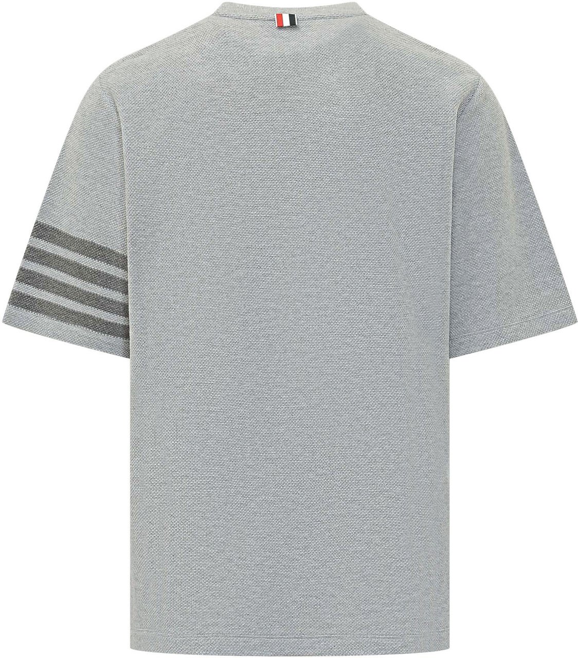 Thom Browne T-shirt in Maglia Testurizzata con Bande Lichtgrijs