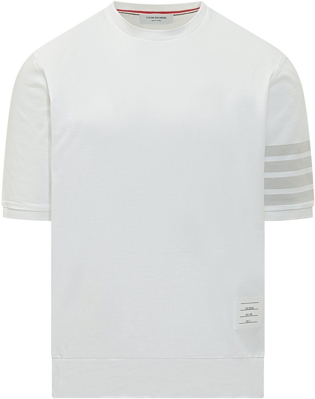 Thom Browne T-Shirt Garment Dyed Manica Corta Wit