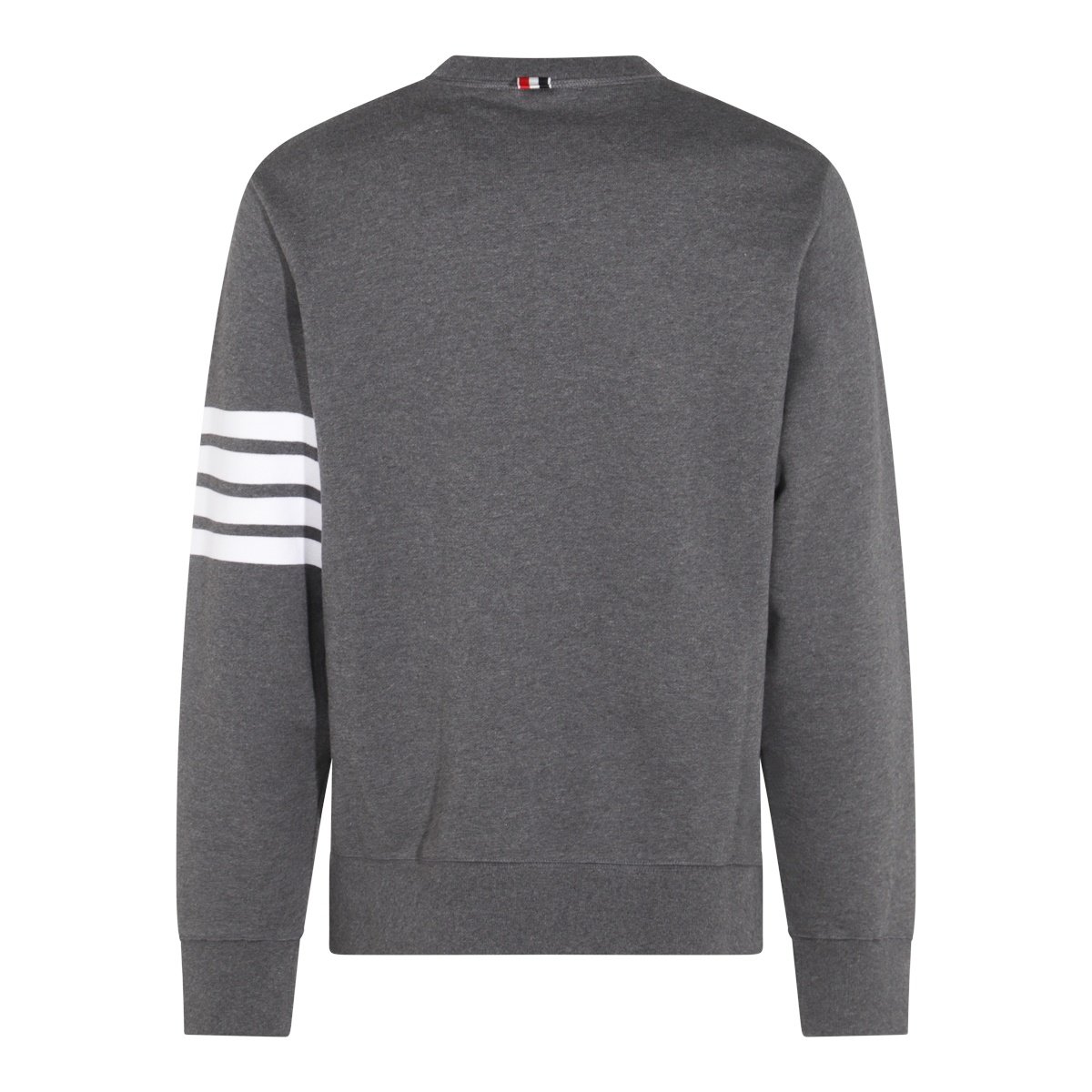 Thom Browne Dark Grey Cotton Sweatshirt With Signature T-Bar Stripes Grijs