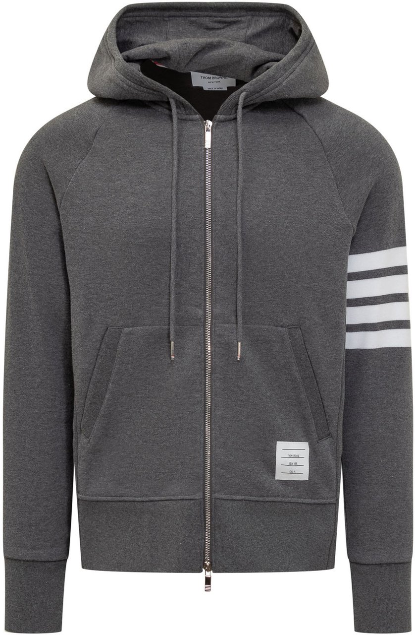 Thom Browne Felpa Con Cappuccio E Dettagli a Righe Donkergrijs