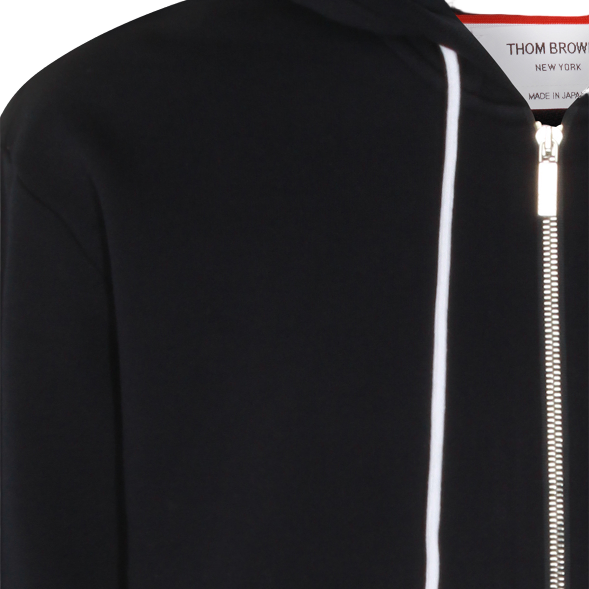 Thom Browne Black Zip-Up Hoodie with Contrast Detailing Zwart