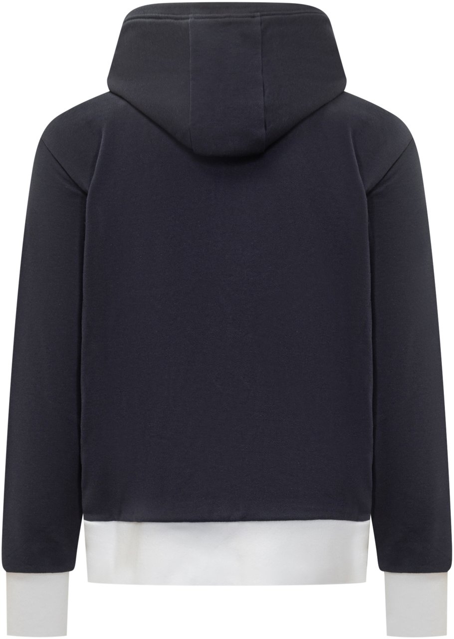 Thom Browne Thom Browne Felpa con Cappuccio Bicolore Zip Frontale Blauw