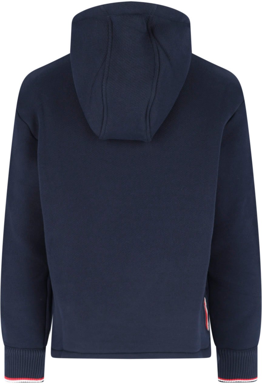 Thom Browne Navy RWB Striped Hoodie Blauw