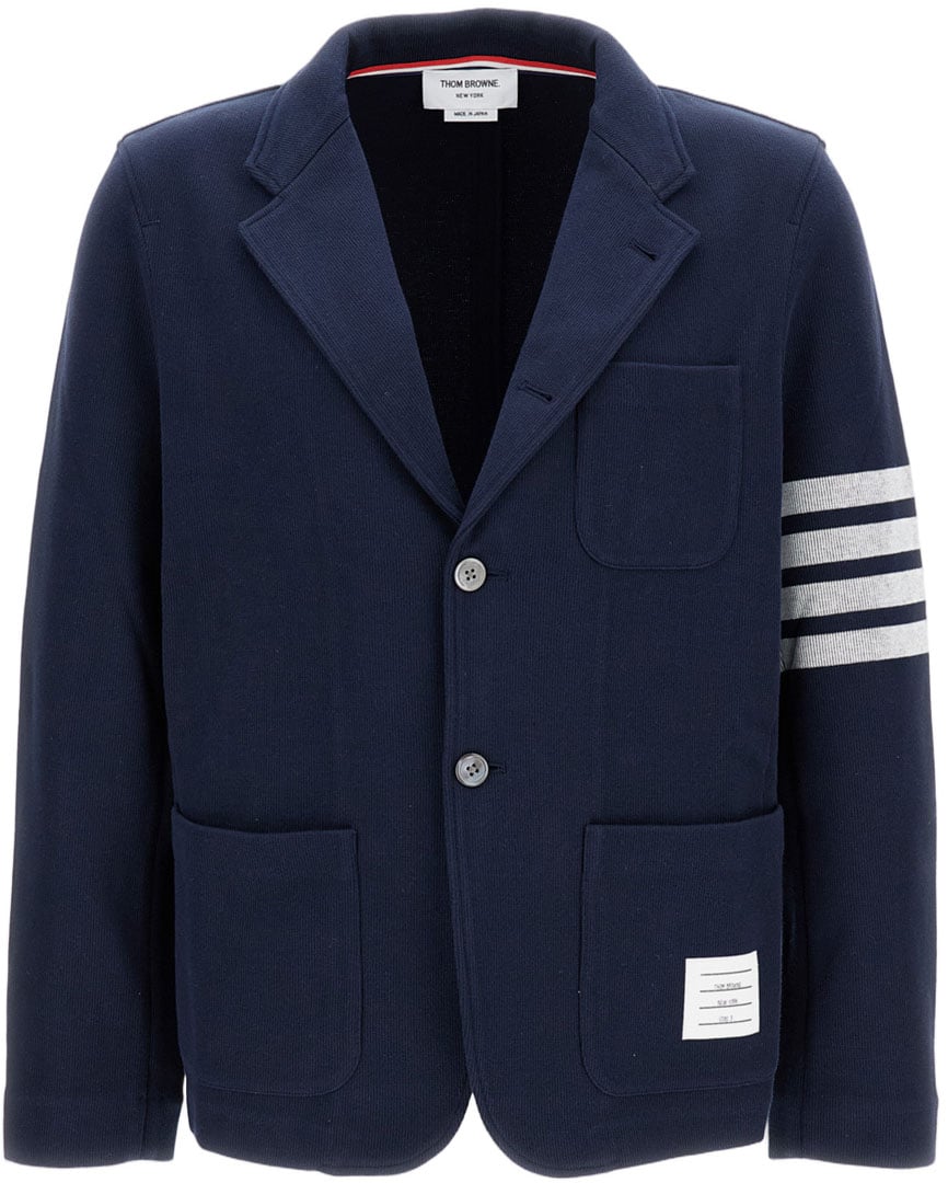 Thom Browne Structured Blue Jacket with Zipper Closure Blauw