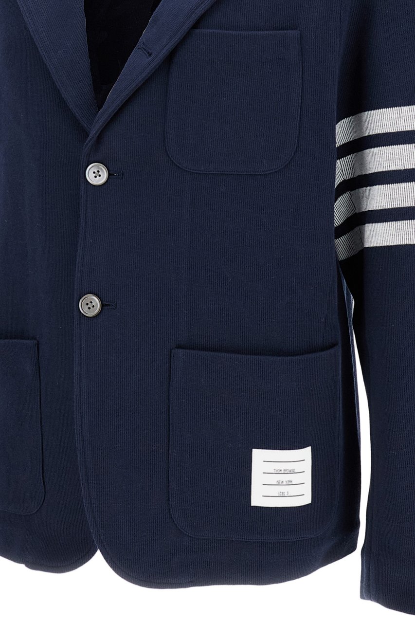 Thom Browne Structured Blue Jacket with Zipper Closure Blauw