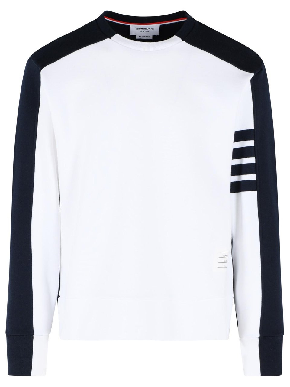 Thom Browne 'Colorblock 4 Bar' White And Blue Cotton Sweatshirt Wit
