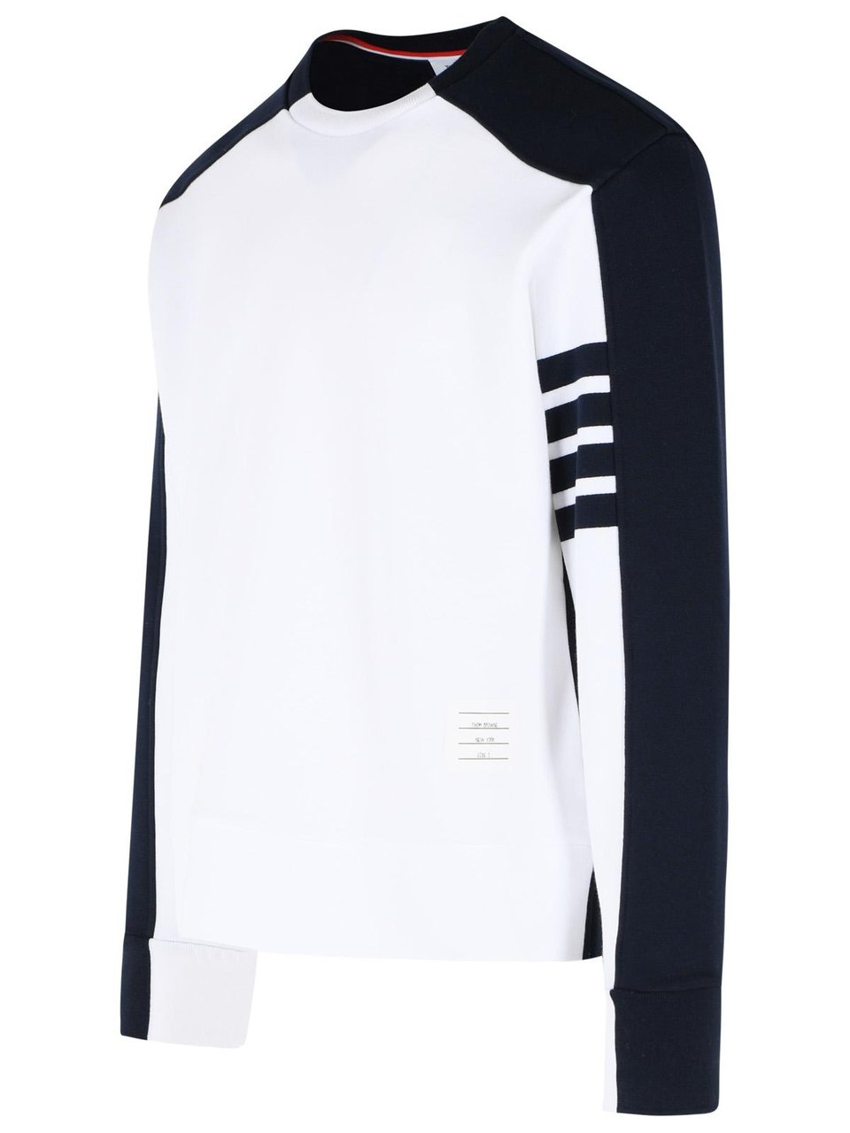 Thom Browne 'Colorblock 4 Bar' White And Blue Cotton Sweatshirt Wit