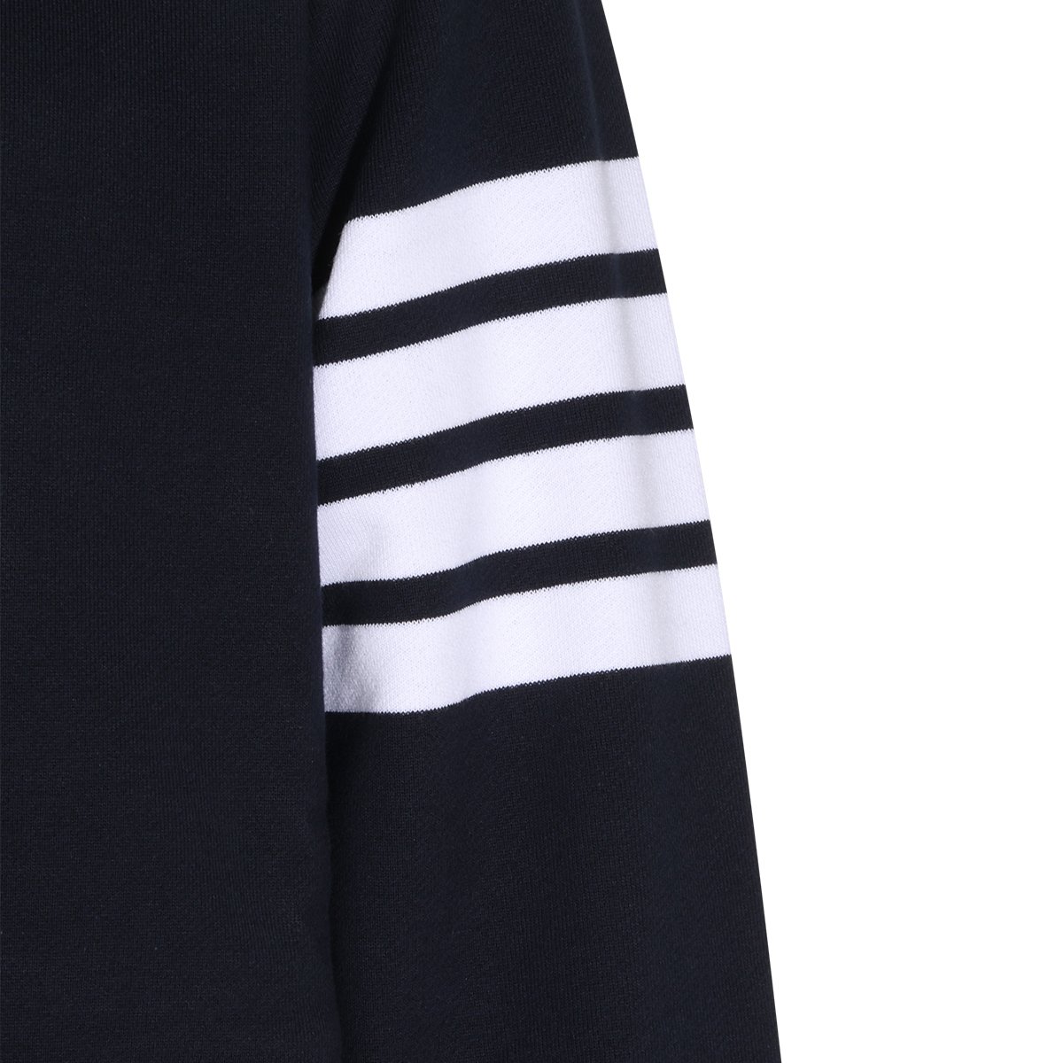 Thom Browne V-Neck Cotton Knit Sweater with Embroidered Sailboat Zwart