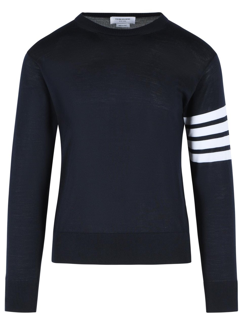 Thom Browne 'Classic 4 Bar' Sweater In Navy Merino Wool Zwart