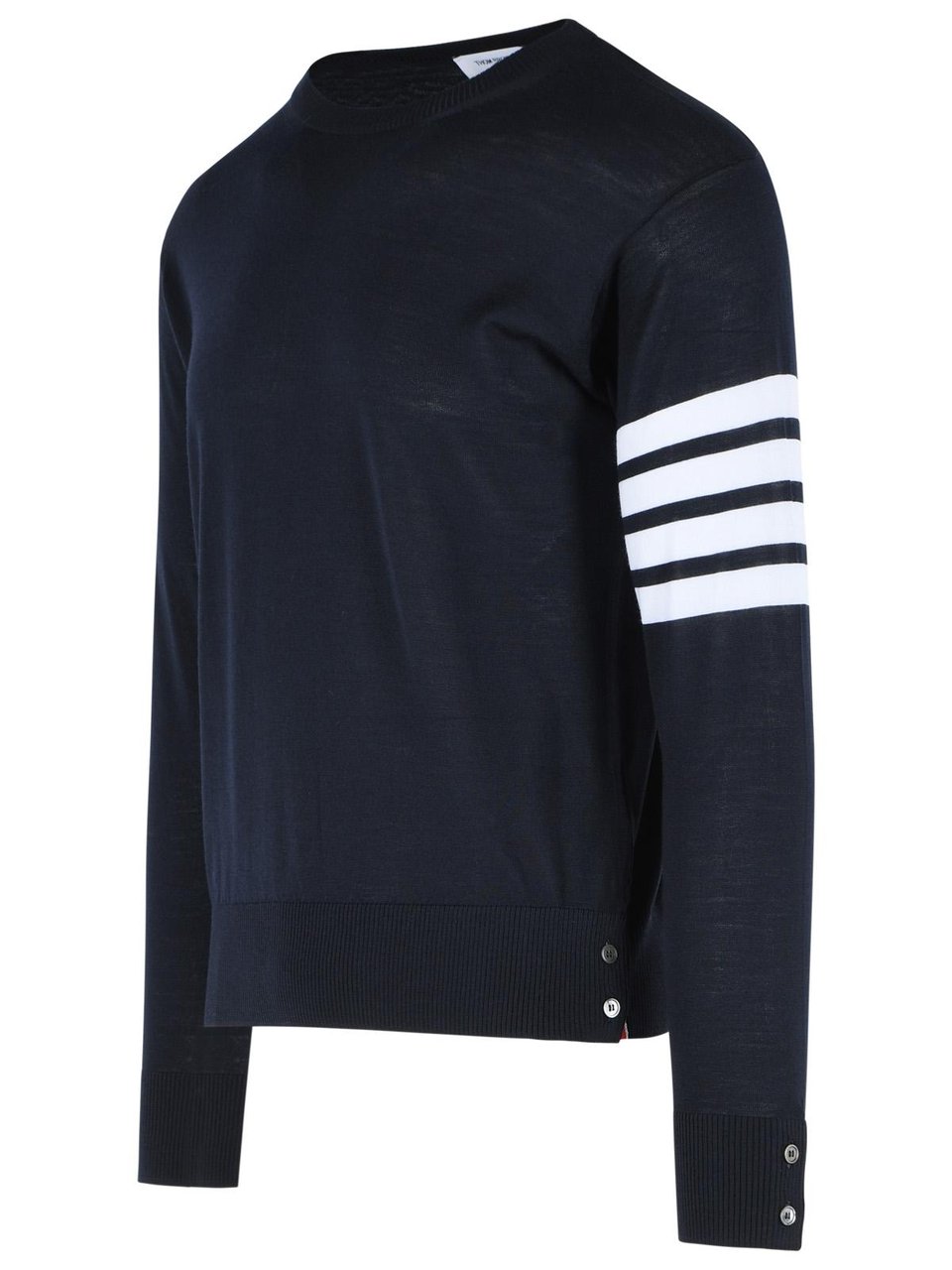 Thom Browne 'Classic 4 Bar' Sweater In Navy Merino Wool Zwart