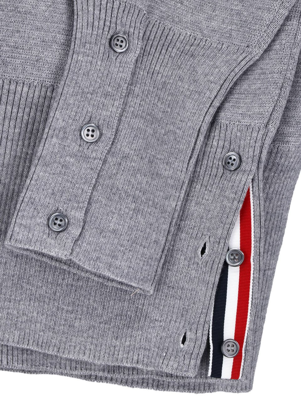 Thom Browne Crew Neck Knit Sweater with Distinctive Stripe Details Grijs