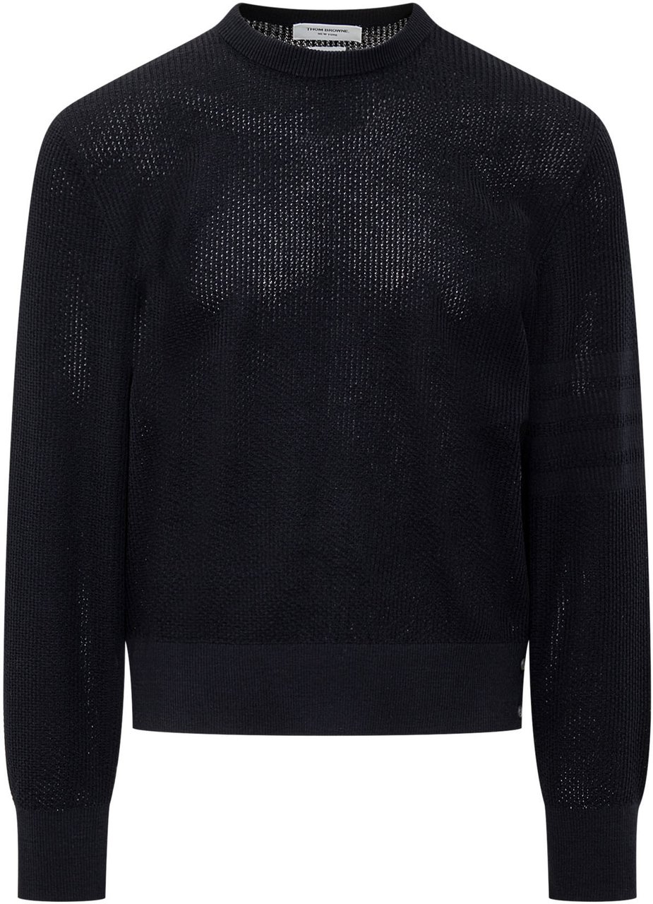 Thom Browne Maglia 4Bar in Lana Vergine Blauw
