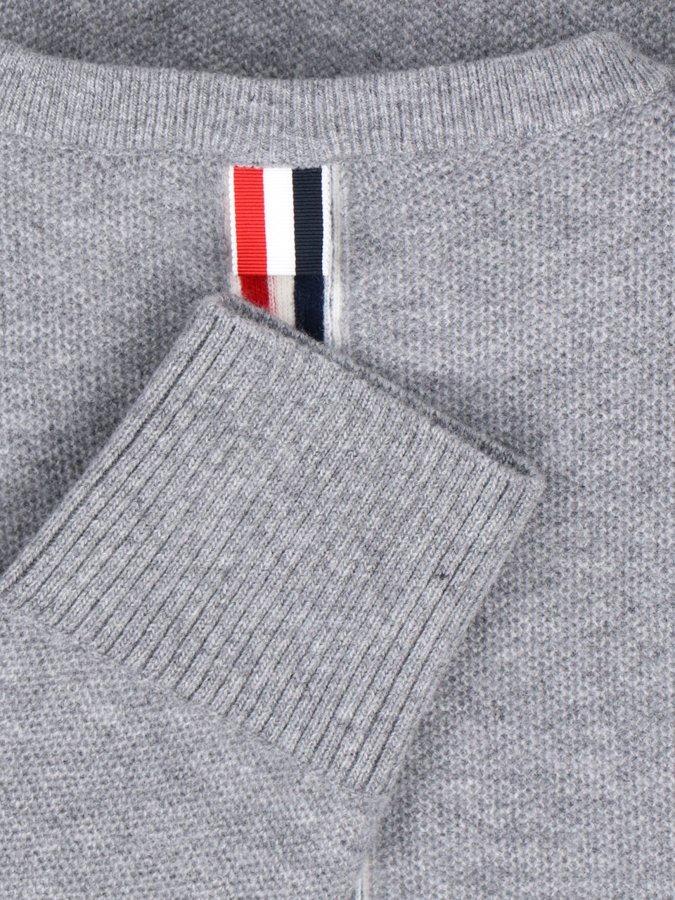 Thom Browne Tricolor Detail Crewneck Sweater – Grey Neutraal