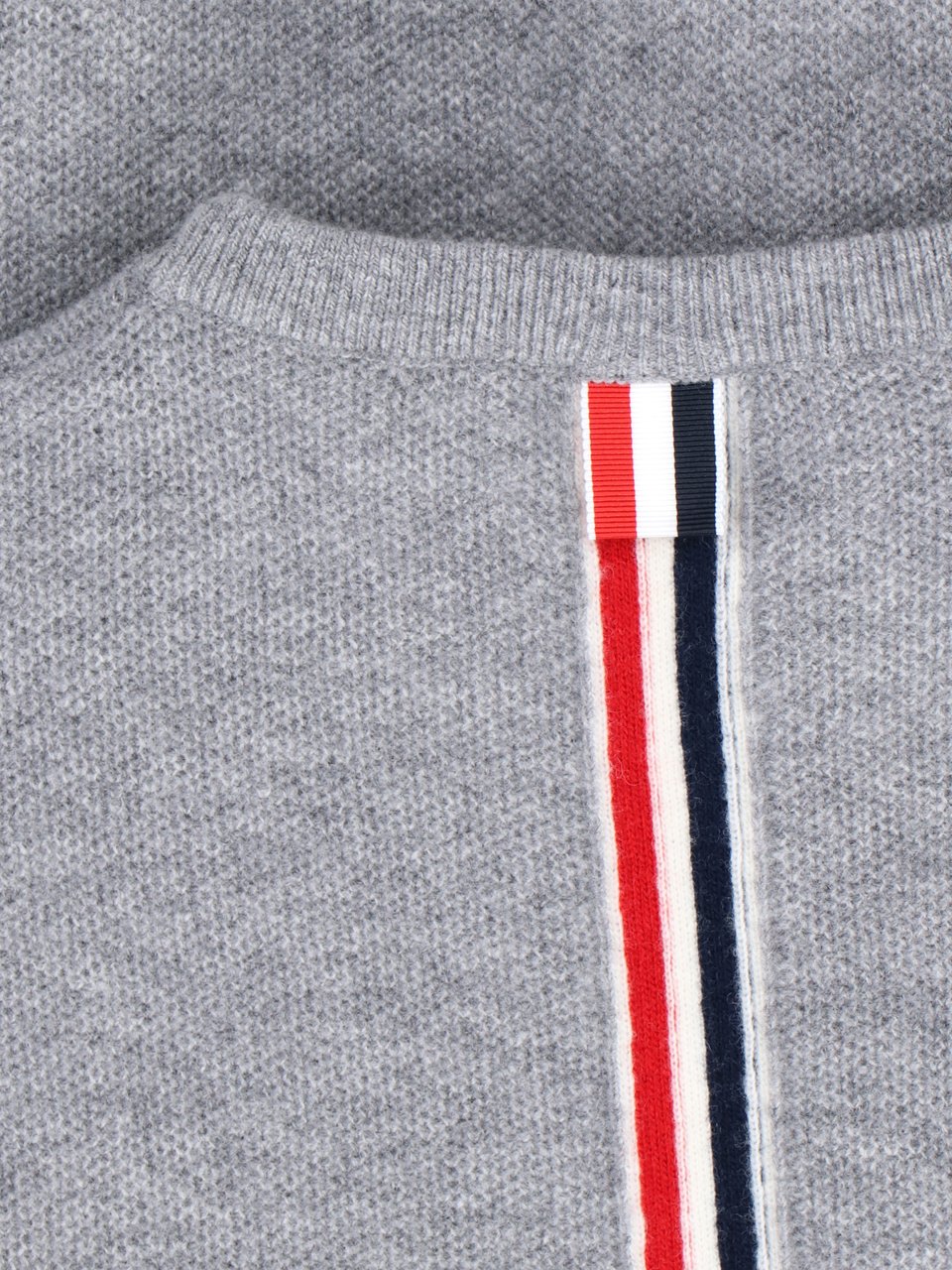 Thom Browne Tricolor Detail Crewneck Sweater – Grey Neutraal