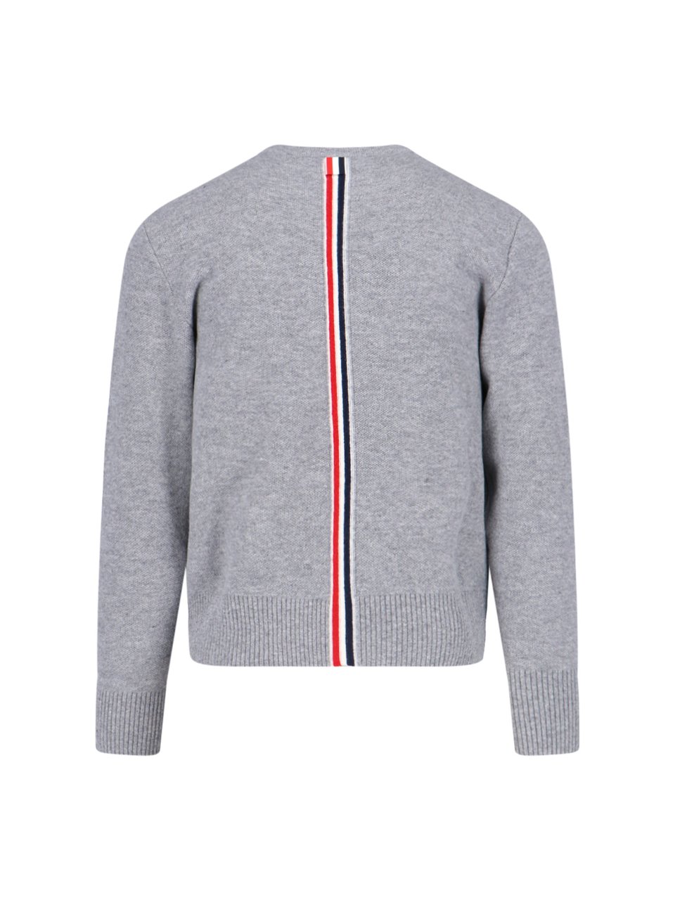 Thom Browne Tricolor Detail Crewneck Sweater – Grey Neutraal
