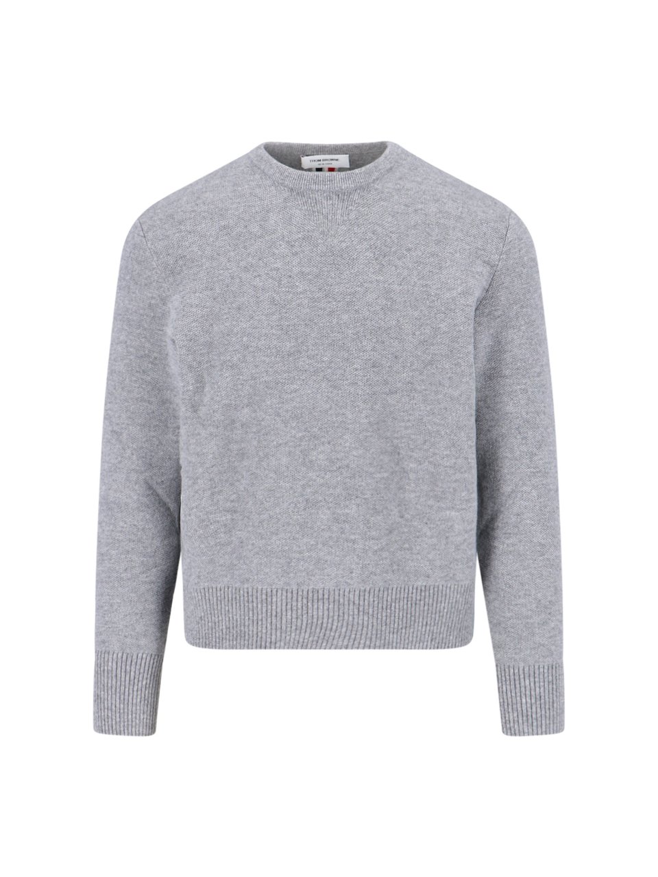 Thom Browne Tricolor Detail Crewneck Sweater – Grey Neutraal