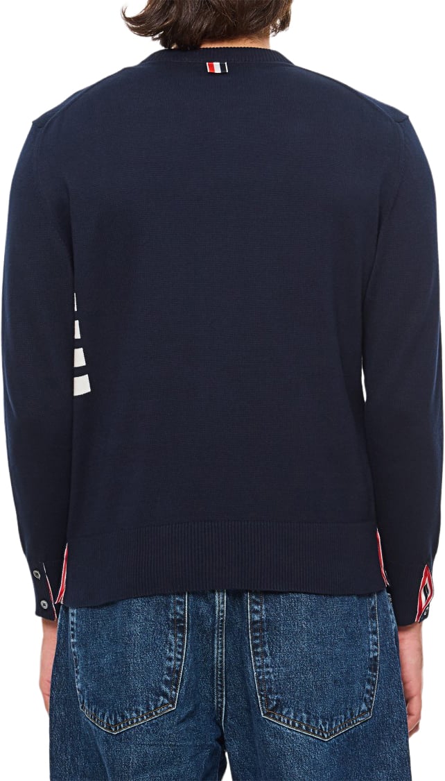 Thom Browne Crew Neck Pullover 4 Bar Stripe Blauw