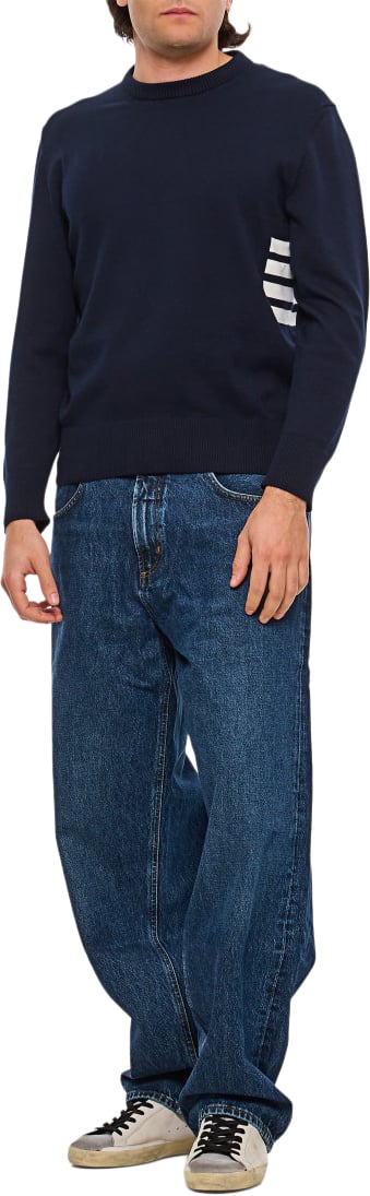 Thom Browne Crew Neck Pullover 4 Bar Stripe Blauw