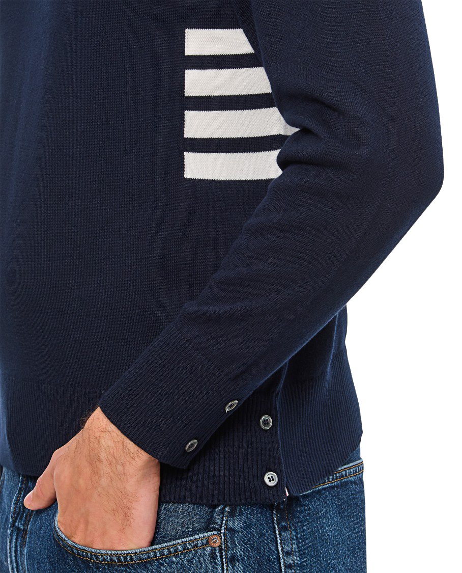 Thom Browne Crew Neck Pullover 4 Bar Stripe Blauw