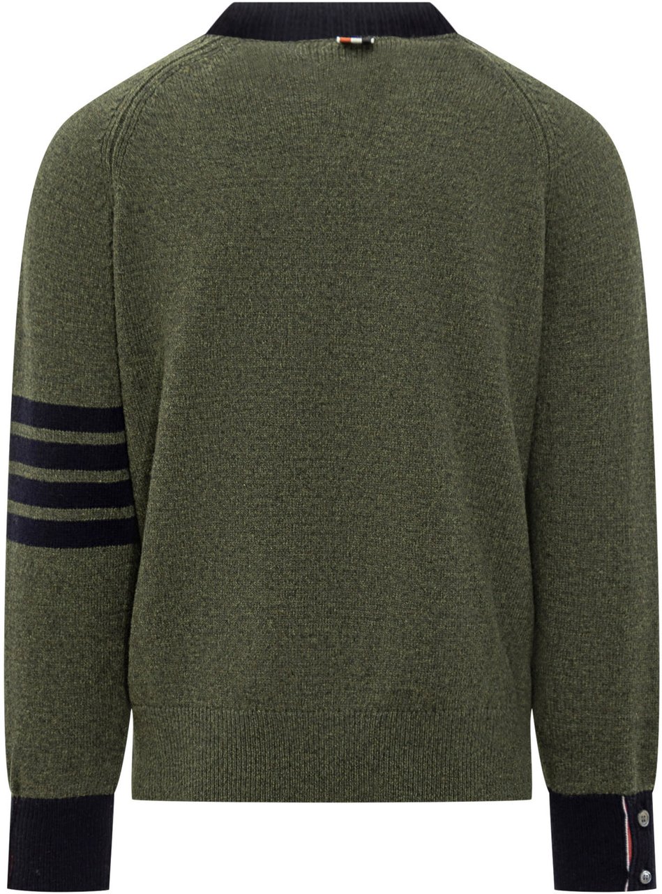 Thom Browne Thom Browne Maglia Verde con Dettagli a Contrasto Groen