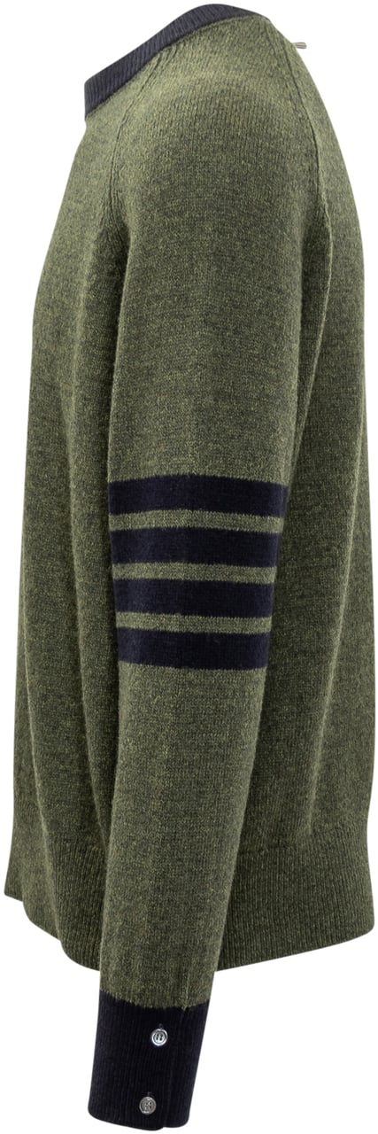Thom Browne Thom Browne Maglia Verde con Dettagli a Contrasto Groen