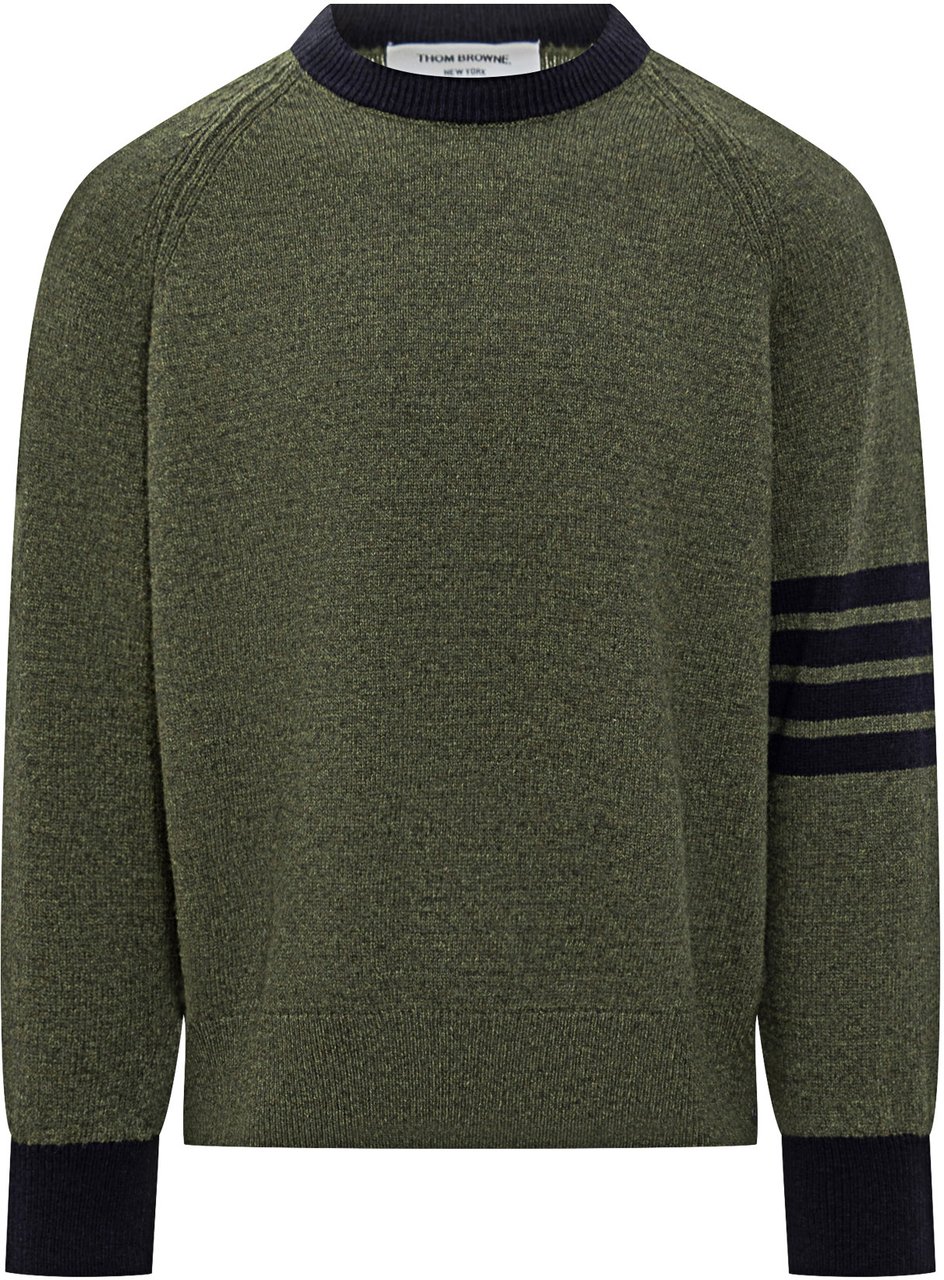 Thom Browne Thom Browne Maglia Verde con Dettagli a Contrasto Groen