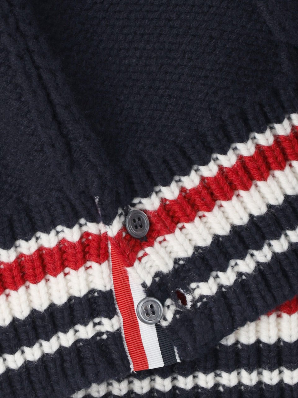 Thom Browne Blue Cable Knit Virgin Wool Sweater Wit