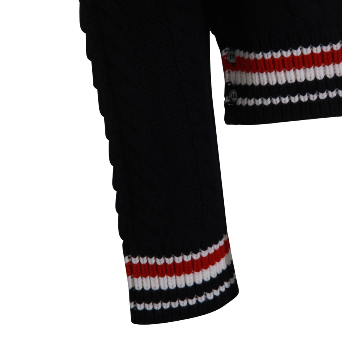 Thom Browne Blue Cable Knit Virgin Wool Sweater Wit
